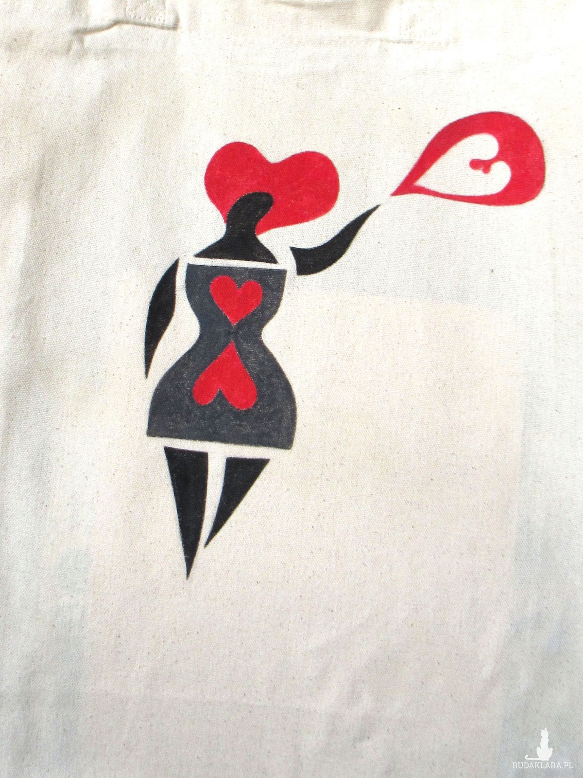 Torba  bawełniana ręcznie malowana "Kocham Zakupy" ecru